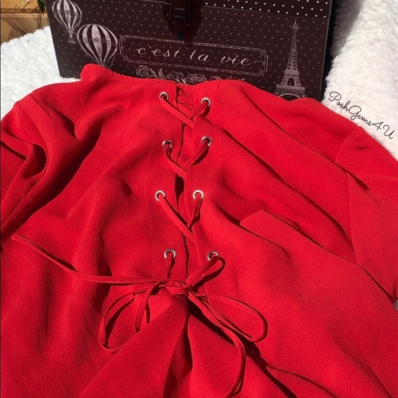 PRELOVED ✨ Sweet Rain Red Blouse - Picture 3 of 4